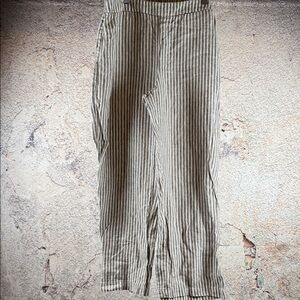 Chico's Women's Striped Chinos - Tan and White linen size 2.5 (14 large) C36